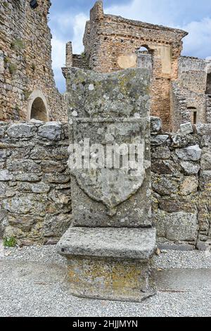 Schloss, Innenhof, Dorf Castelo Rodrigo, Serra da Estrela, Beira Alta, Portugal Stockfoto