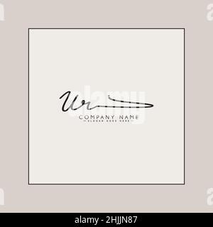 Anfangsbuchstabe UR-Logo - handgeschriebenes Logo im Signaturstil - einfaches Vektorlogo im Signaturstil für Markenname-Initialen. Stock Vektor