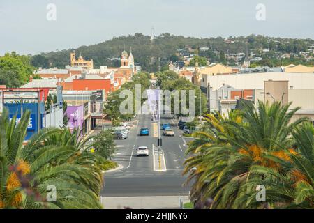 Die Stadt Albury, New South Wales, vom Monument Hill aus gesehen Stockfoto