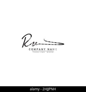 Anfangsbuchstabe RV-Logo - handgezeichnetes Signaturlogo - einfaches Vektorlogo im Signaturstil für Markenname-Initialen. Stock Vektor