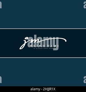 Anfangsbuchstabe JM-Logo - handgezeichnetes Signaturlogo - einfaches Vektorlogo im Signaturstil für Markenname-Initialen. Stock Vektor