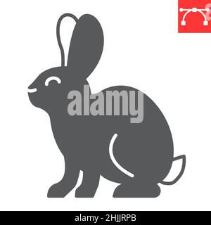 Kaninchen Glyphe Symbol, Hase und ostern Urlaub, Hase Vektor-Symbol, Vektorgrafiken, editierbare Strich solid-Zeichen, eps 10. Stock Vektor