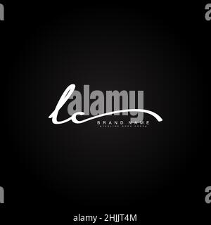 Anfangsbuchstabe LC-Logo - handgeschriebenes Signaturlogo - einfaches Vektorlogo im Signaturstil für Markenname-Initialen. Stock Vektor