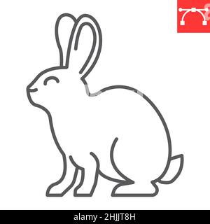 Hasenliniensymbol, Hase- und osterfeiertag, Hasenvektor-Symbol, Vektorgrafiken, bearbeitbares Konturumrisszeichen, eps 10. Stock Vektor