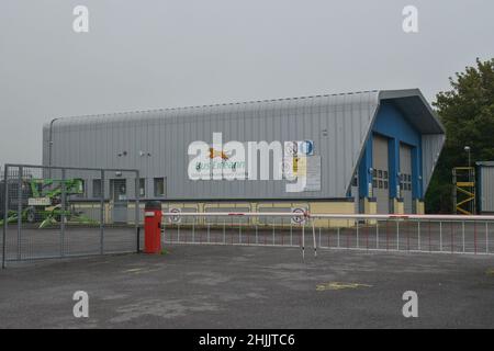 Bus Eireann Skibbereen Maintenance Facility, Skibbereen, County Cork, Irland. Stockfoto