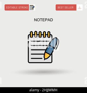 Notizblock einfaches Vektorsymbol. Stock Vektor