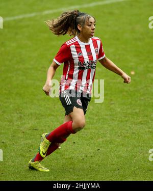 Jessica Clarke von Sheffield United beim vierten Lauf des Vitality Women's FA Cup in Bramall Lane, Sheffield. Bilddatum: Sonntag, 30. Januar 2022. Stockfoto