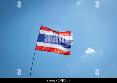 Flagge Thailands, Flagge Thailands winkt. Flagge des thailändischen Königreichs. Stockfoto