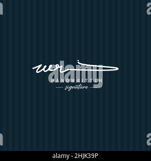 Anfangsbuchstabe WR-Logo - handgezeichnetes Logo im Signaturstil - einfaches Signaturlogo im Handschriftstil für Firmennamen-Initialen Stock Vektor