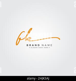 Anfangsbuchstabe FK-Logo - handgezeichnetes Signaturlogo - einfaches Vektorlogo im Signaturstil für Initialen Stock Vektor