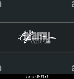 Anfangsbuchstabe TF-Logo - handgezeichnetes Signaturlogo - einfaches Vektorlogo im Signaturstil für Initialen Stock Vektor