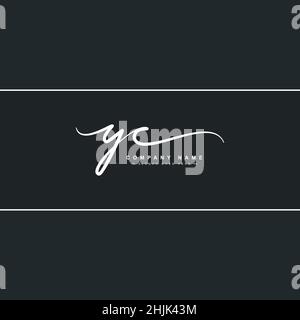 Anfangsbuchstabe YC Logo - handgezeichnetes Signature Style Logo - einfaches Vektor-Logo im Signature Style für Initialen Stock Vektor