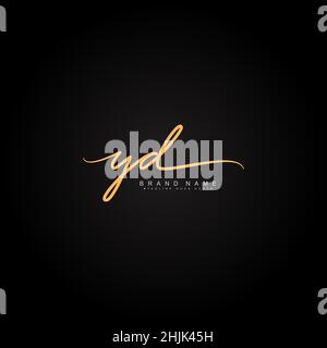 Anfangsbuchstabe YD Logo - handgezeichnetes Signature Style Logo - einfaches Vektor-Logo im Signature Style für Initialen Stock Vektor