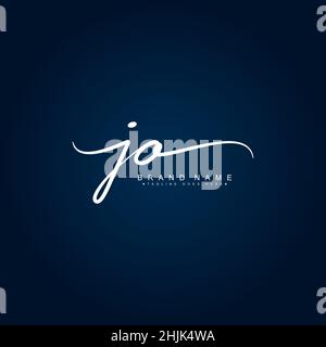 Anfangsbuchstabe JO Logo - handgezeichnetes Signature Style Logo - einfaches Vektor-Logo im Signature Style für Initialen Stock Vektor