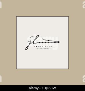 Anfangsbuchstabe JL-Logo - handgeschriebenes Signaturlogo - einfaches Vektorlogo im Signaturstil für Initialen Stock Vektor