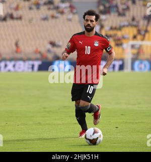 Kamerun, Yaounde, Januar 30 2022 - Mohamed Salah aus Ägypten während des Africa Cup of Nations - Play offs - Viertelfinalspiel zwischen Ägypten und Marokko im Stade Ahmadou Ahidjo, Yaounde, Kamerun, 30/01/2022. Foto SF Credit: Sebo47/Alamy Live News Stockfoto