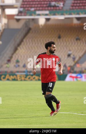 Kamerun, Yaounde, Januar 30 2022 - Mohamed Salah aus Ägypten während des Africa Cup of Nations - Play offs - Viertelfinalspiel zwischen Ägypten und Marokko im Stade Ahmadou Ahidjo, Yaounde, Kamerun, 30/01/2022. Foto SF Credit: Sebo47/Alamy Live News Stockfoto