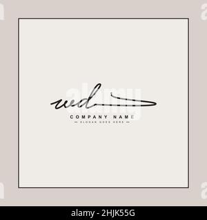 Anfangsbuchstabe WD Logo - handschriftliche Unterschrift Stil Logo - einfaches Vektor-Logo im Signaturstil für Initialen Stock Vektor