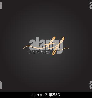 Anfangsbuchstabe TF-Logo - handgeschriebenes Logo im Signaturstil - einfaches Vektorlogo im Signaturstil für Initialen Stock Vektor