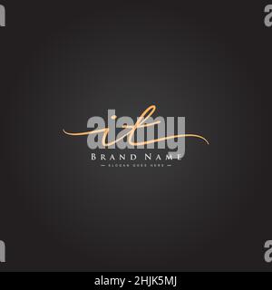 Initial Letter IT Logo - handgeschriebenes Signaturlogo - einfaches Vektorlogo im Signaturstil für Initialen Stock Vektor