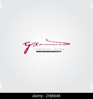 Anfangsbuchstabe GV-Logo - handgezeichnetes Signature-Stil-Logo - einfaches Vektor-Logo im Signaturstil für Initialen Stock Vektor