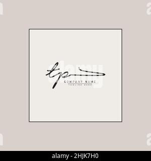 Anfangsbuchstabe TP-Logo - handgeschriebenes Signaturlogo - einfaches Vektorlogo im Signaturstil für Initialen Stock Vektor