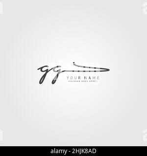 Anfangsbuchstabe GG-Logo - handgezeichnetes Signature-Stil-Logo - einfaches Vektor-Logo im Signaturstil für Initialen Stock Vektor