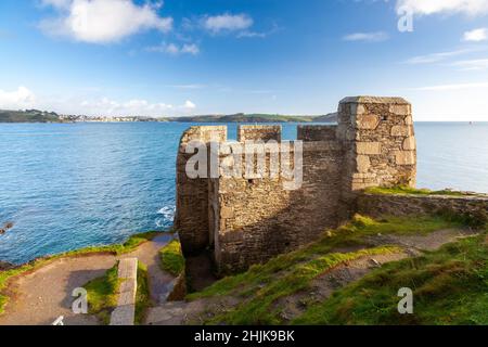 Das Tudor Blockhouse bekannt als Little Dennis in Pendennis Point Falmouth Cornwall England Stockfoto