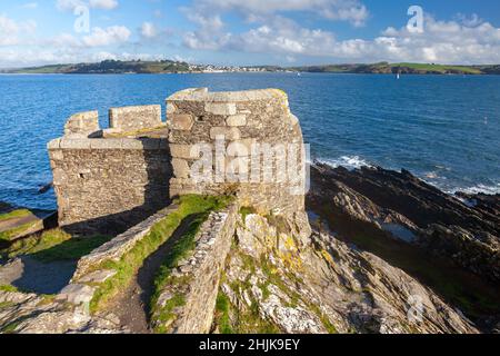 Das Tudor Blockhouse bekannt als Little Dennis in Pendennis Point Falmouth Cornwall England Stockfoto