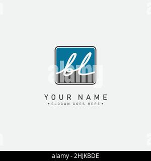 Anfangsbuchstabe BL Logo - handgeschriebenes Signaturlogo - einfaches Vektorlogo im Signaturstil für Initialen Stock Vektor