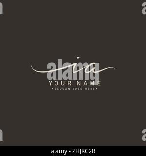Anfangsbuchstabe IA Logo - handgezeichnetes Signaturlogo - einfaches Vektorlogo im Signaturstil für Initialen Stock Vektor