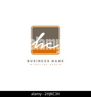 Anfangsbuchstabe HC Logo - handgezeichnetes Signature Style Logo - einfaches Vektor-Logo im Signature Style für Initialen Stock Vektor