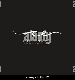 Anfangsbuchstabe CE-Logo - handgeschriebenes Signaturlogo - einfaches Vektorlogo im Signaturstil für Initialen Stock Vektor