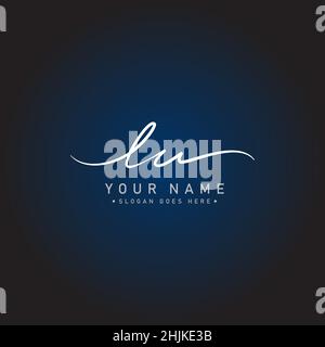 Anfangsbuchstabe LU-Logo - handgezeichnetes Logo im Signaturstil - einfaches Vektorlogo im Signaturstil für Initialen Stock Vektor