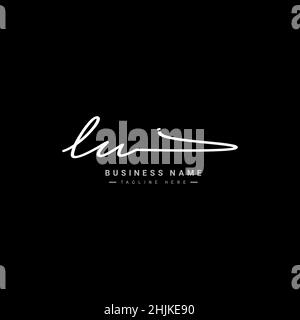 Anfangsbuchstabe LU Logo - handgezeichnetes Signaturlogo - einfaches Vektorlogo im Signaturstil für Initialen Stock Vektor