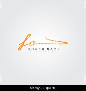 Anfangsbuchstabe FO Logo - handgeschriebenes Signaturlogo - einfaches Vektorlogo im Signaturstil für Initialen Stock Vektor