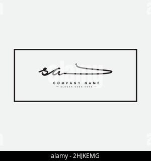 Anfangsbuchstabe SA-Logo - handgezeichnetes Signaturlogo - einfaches Vektorlogo im Signaturstil für Initialen Stock Vektor