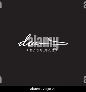 Anfangsbuchstabe DW Logo - handgeschriebenes Logo im Signaturstil - einfaches Vektorlogo im Signaturstil für Initialen Stock Vektor
