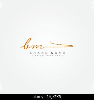 Anfangsbuchstabe BM Logo - handgezeichnetes Signature Style Logo - einfaches Vektor-Logo im Signature Style für Initialen Stock Vektor