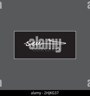 Anfangsbuchstabe SW-Logo - handgeschriebenes Logo im Signaturstil - einfaches Vektorlogo im Signaturstil für Initialen Stock Vektor