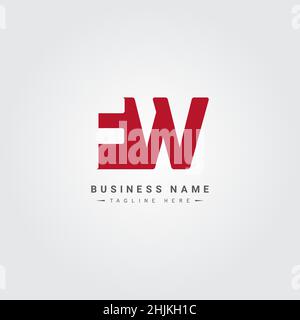 Minimal Business Logo für Alphabet FW - Anfangsbuchstabe F und W Logo - Monogramm Vektor Logo Template für Firmennamen Initialen Stock Vektor