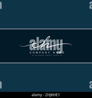 Anfangsbuchstabe CH Logo - handgezeichnetes Signature Style Logo - Minimal Vector Logo für Initialen im Handschriftstil Stock Vektor