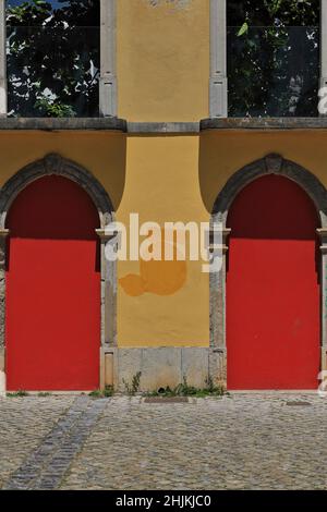 Volksarchitektur-erhaltene Fassade des abgerissenen Hauses-R.Borda d'Agua da Asseca. Tavira-Portugal-089 Stockfoto
