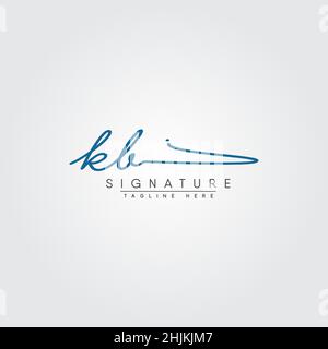 Anfangsbuchstabe KB-Logo - handgezeichnetes Logo im Signaturstil - Minimales Vektorlogo für Initialen im Handschriftstil Stock Vektor