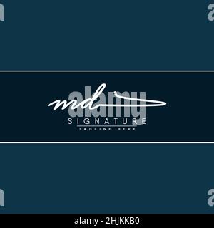 Anfangsbuchstabe MD-Logo - handgeschriebenes Signaturlogo - Minimales Vektorlogo für Initialen im Handschriftstil Stock Vektor