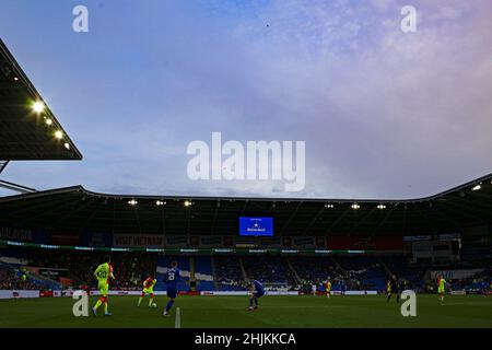 CARDIFF, GROSSBRITANNIEN. JAN 30th Gesamtansicht des Stadions während des Sky Bet Championship-Spiels zwischen Cardiff City und Nottingham Forest im Cardiff City Stadium, Cardiff am Sonntag, 30th. Januar 2022. (Kredit: Kieran Riley | MI Nachrichten) Kredit: MI Nachrichten & Sport /Alamy Live Nachrichten Stockfoto