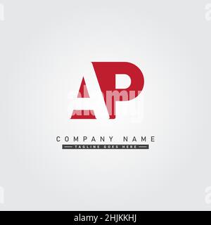 Anfangsbuchstabe AP-Logo - einfaches Geschäftslogo für Alphabet A und P - Monogramm-Vektor-Logovorlage für Firmennamen-Initialen Stock Vektor