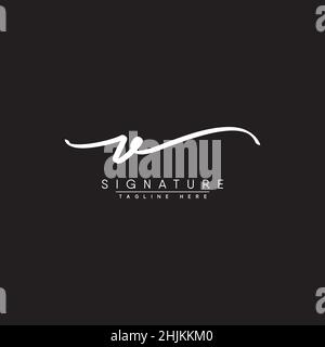 Handgeschriebenes Signaturlogo für den Anfangsbuchstaben V – einfaches Signaturlogo in handschriftlicher Form für den Anfangsbuchstaben des Geschäftsnamens Stock Vektor