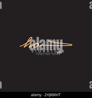 Anfangsbuchstabe HO-Logo - handgezeichnetes Signaturlogo - Minimal Vector-Logo für Initialen im Handschriftstil Stock Vektor
