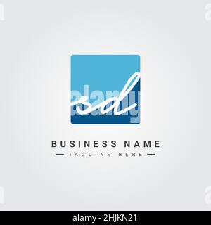 Anfangsbuchstabe SD-Logo - handgeschriebenes Logo im Signaturstil - Minimales Vektorlogo für Initialen im Handschriftstil Stock Vektor